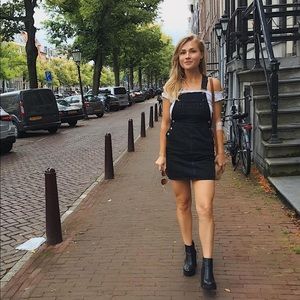 ASOS: overall, black denim mini dress